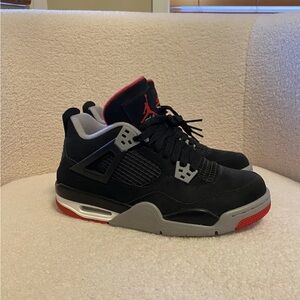 NEW NIB Size 5Y - Jordan 4 Retro Bred Black/Fire Red Cement 2019 408452 060 Box